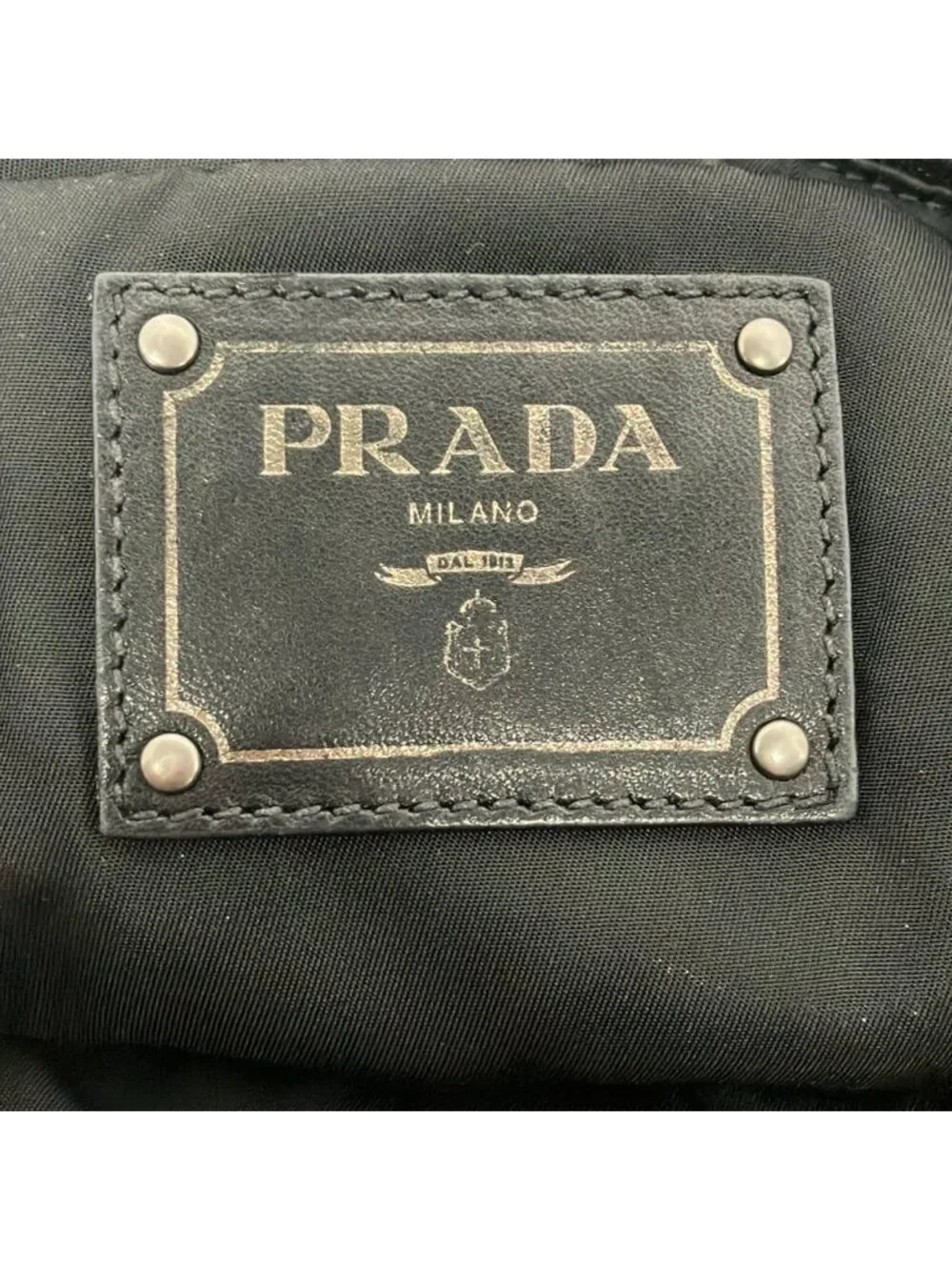 Prada Tote Tessuto Double Navy Black Leather